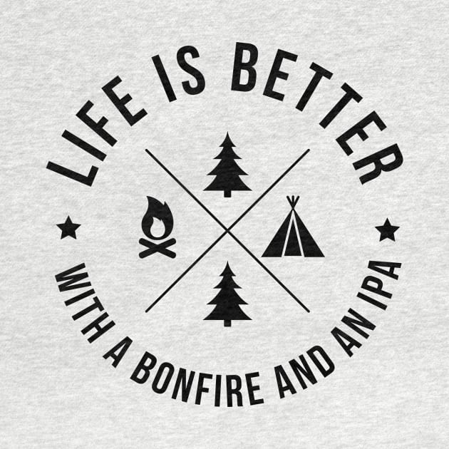 Bonfire and IPA Beer Drinking I Love Camping by TheOptimizedCreative